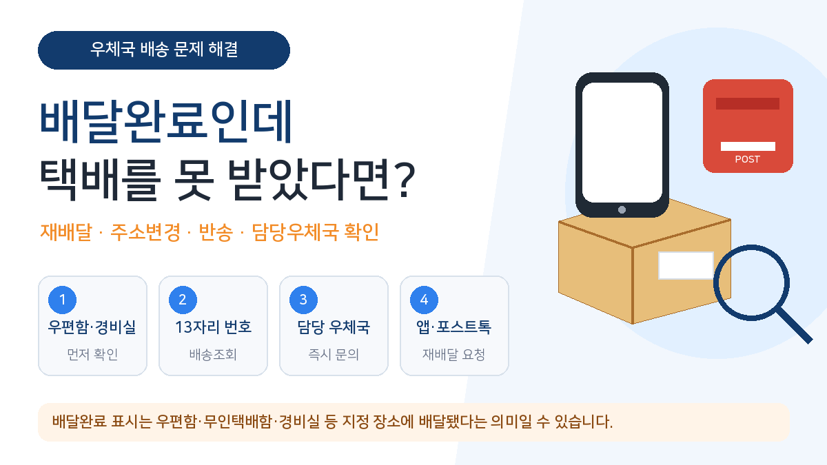 우체국 택배 배달완료인데 못받음 재배달 주소변경 반송