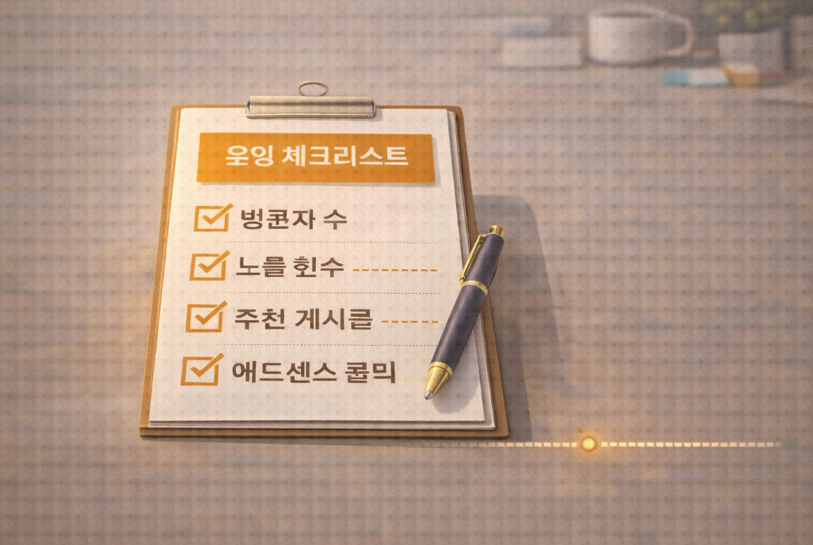 운영 지표가 체크된 블로그 점검표 이미지