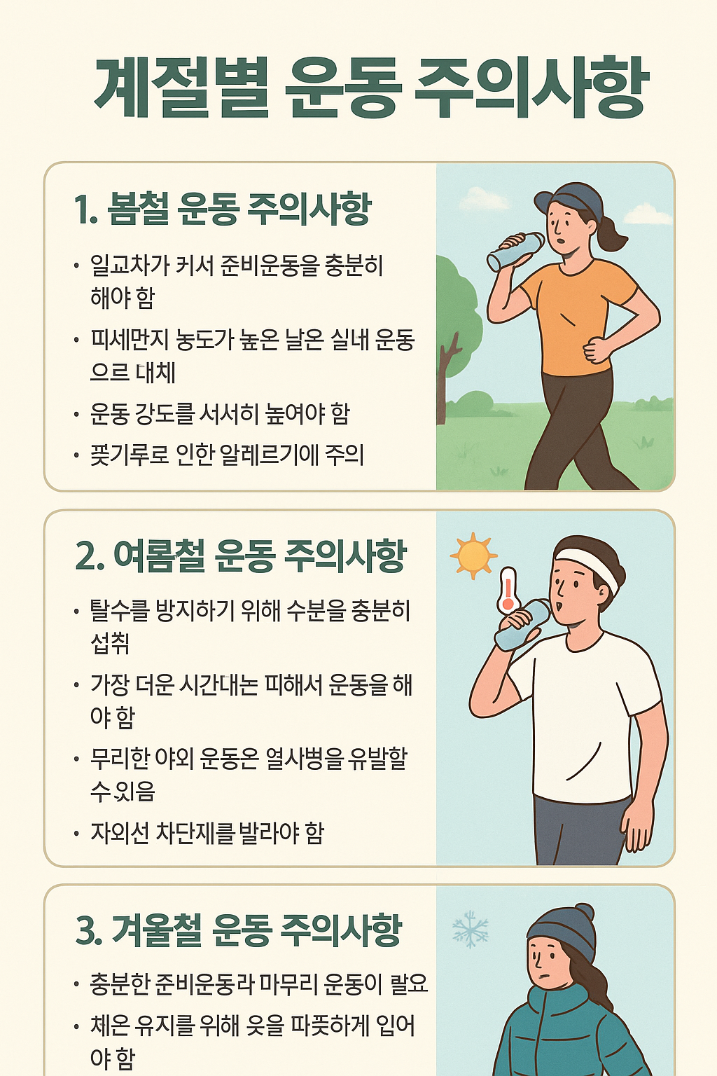 계절별 운동 주의사항