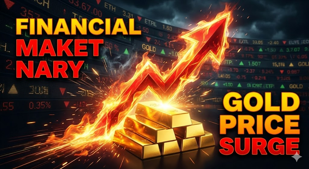 금값 폭등 시그널을 상징하는 불타는 금괴와 상승 화살표 썸네일