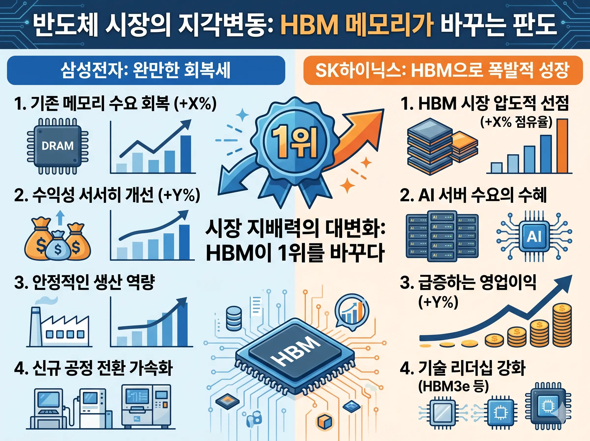 삼성전자와 SK하이닉스 실적 비교 및 순위 변동 인포그래픽