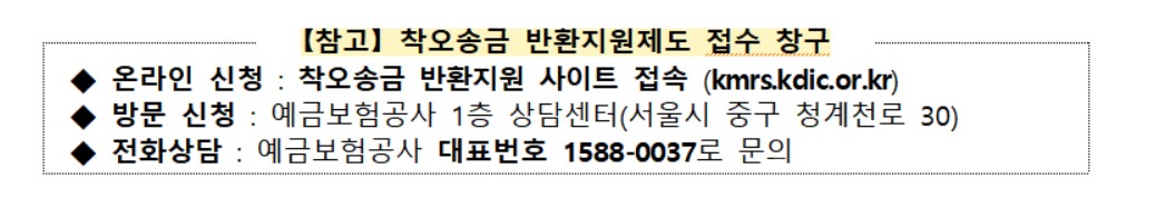 예금보험공사 - 잘못 송금한 돈, 반환신청 접수 방법