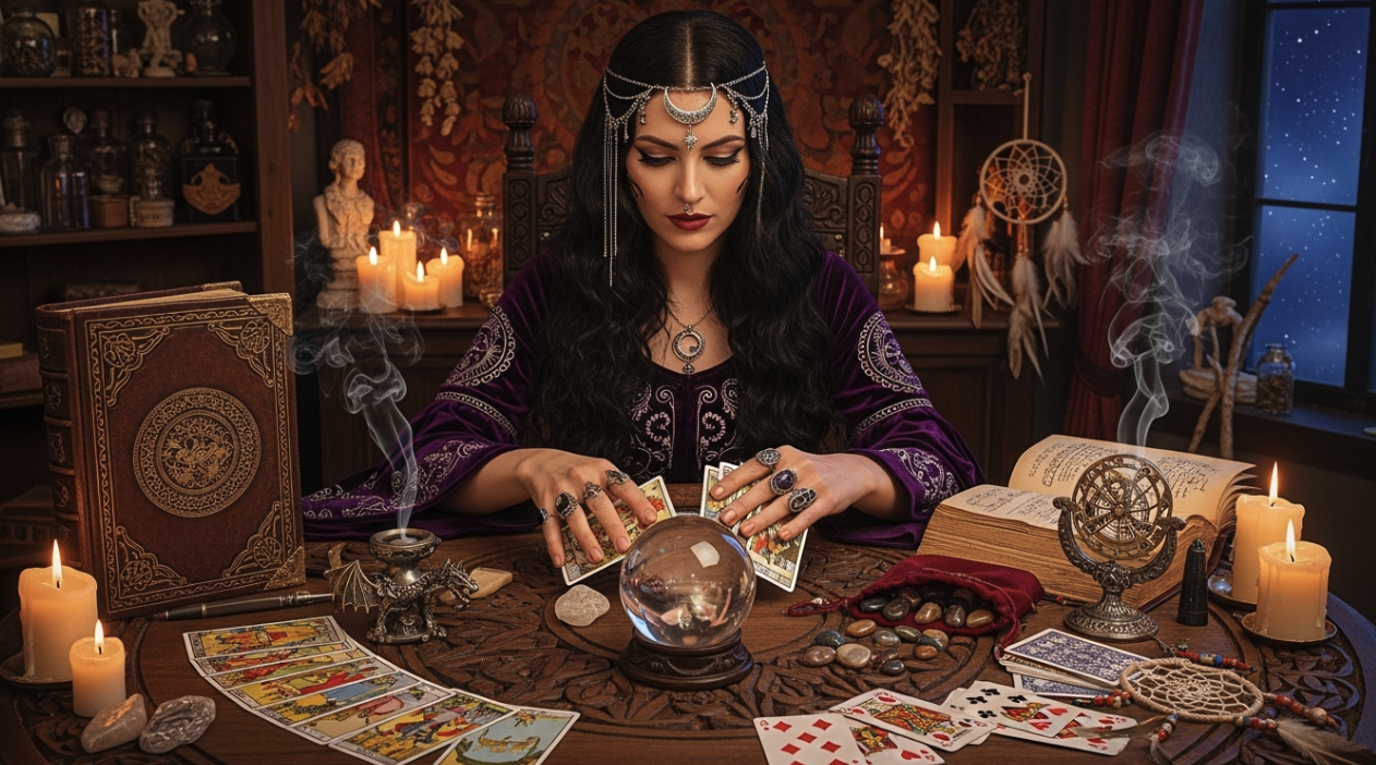 점괘를 보는 여성