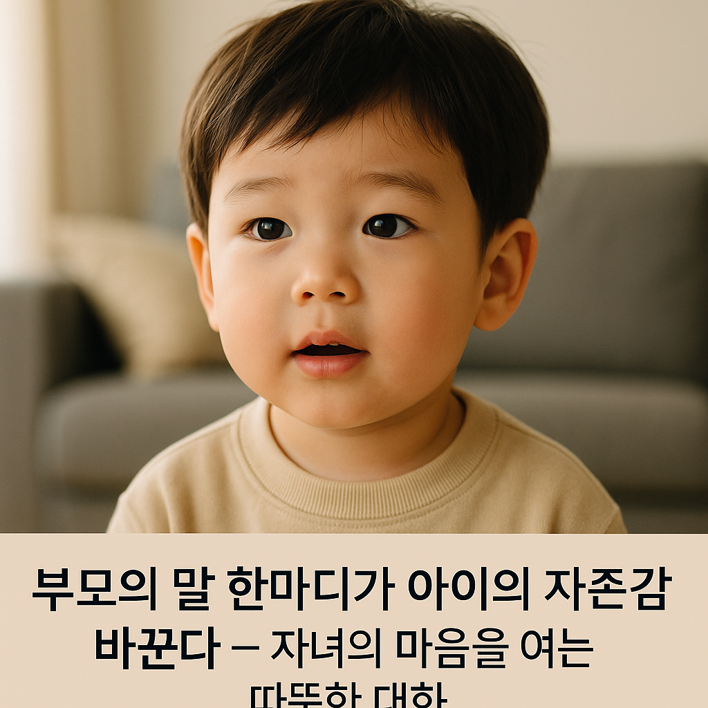“3~4세 남자아이가 거실에서 이야기를 들으며 따뜻하게 미소 짓는 모습
