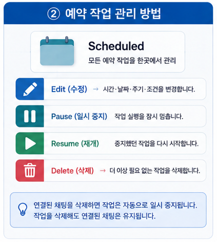 예약 작업 관리 방법