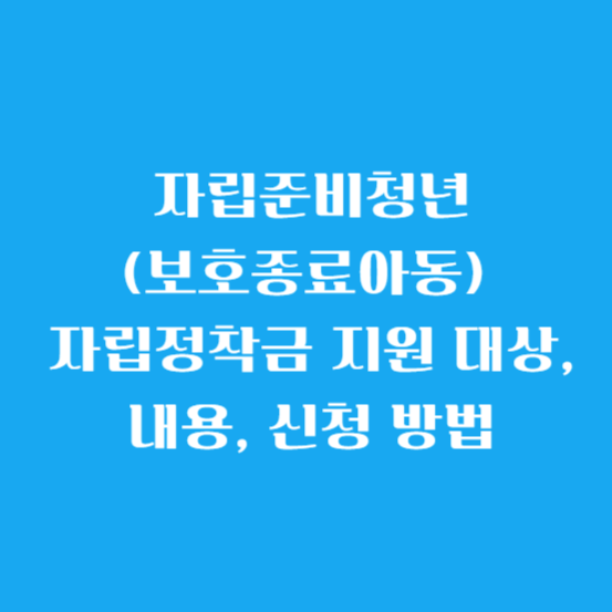 자립준비청년(보호종료아동) 자립정착금 지원 대상, 내용, 신청 방법