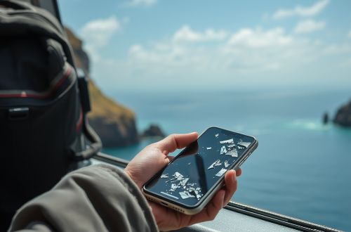 여행중 휴대폰 파손 이미지입니다.