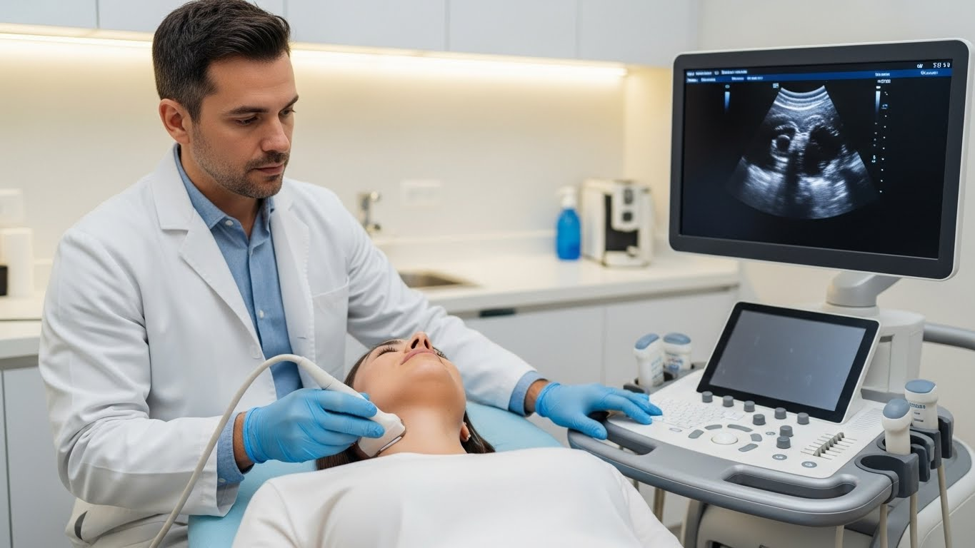 갑상선 초음파 검사 장면