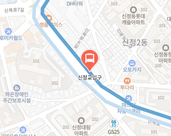 신정교입구에서 인천공항 리무진 공항버스(6018번) 지도 위치