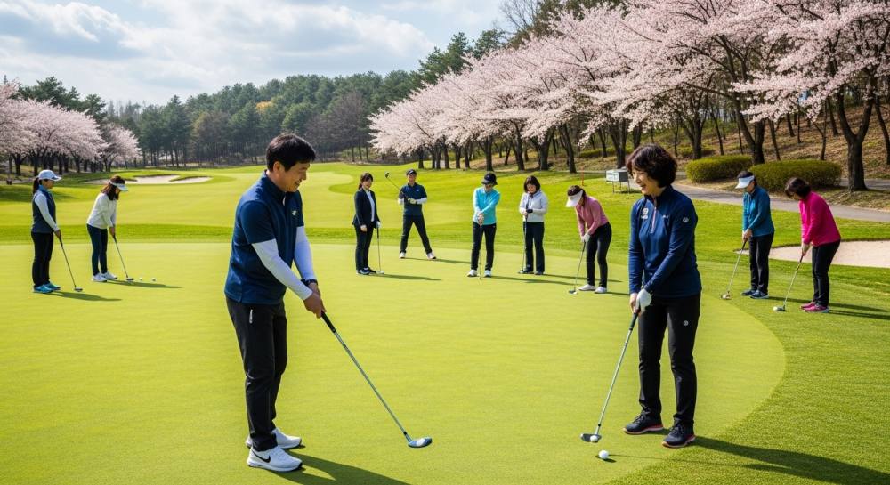 파크골프 지도사가 강습하는 사진