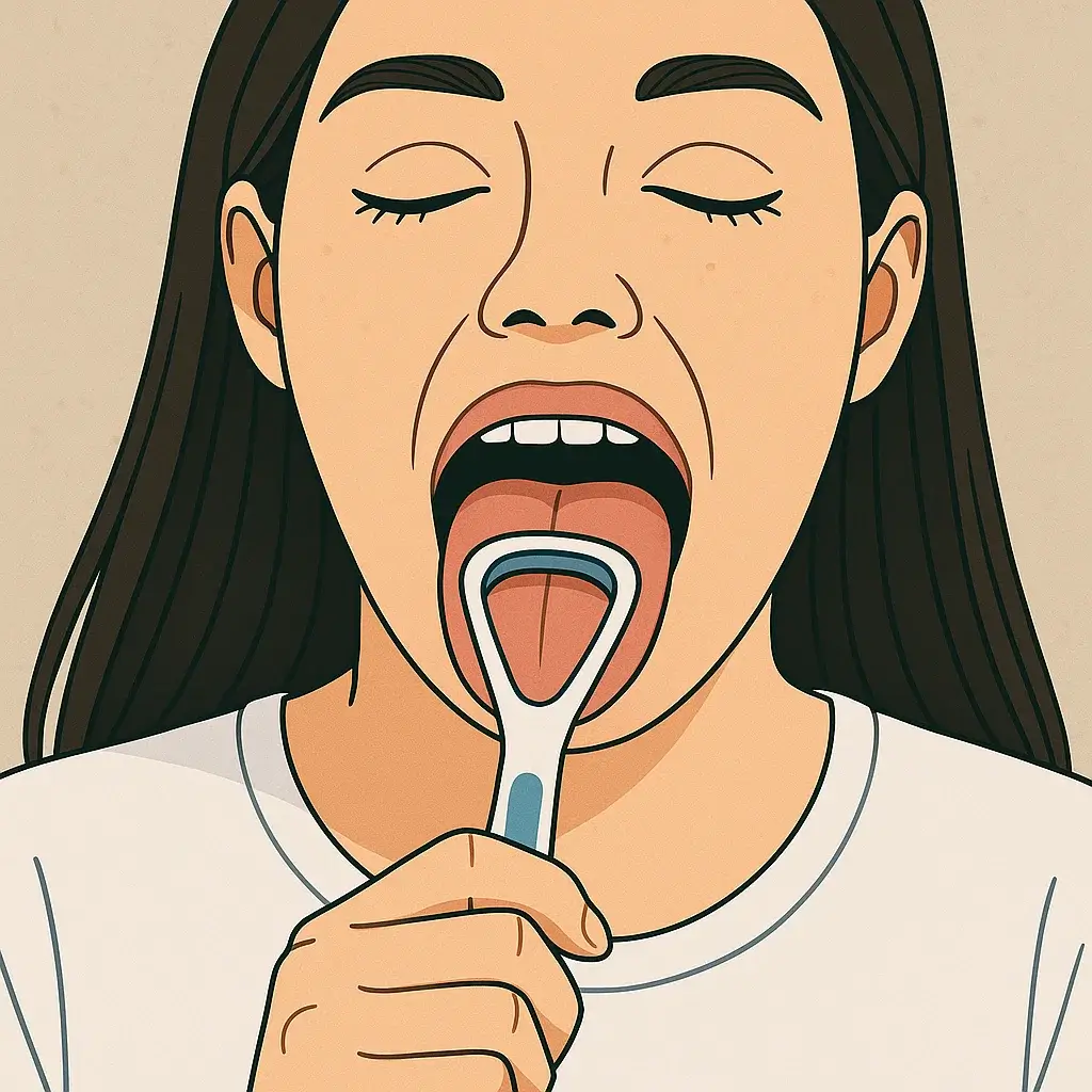 혀 세정기 사용 장면 예시