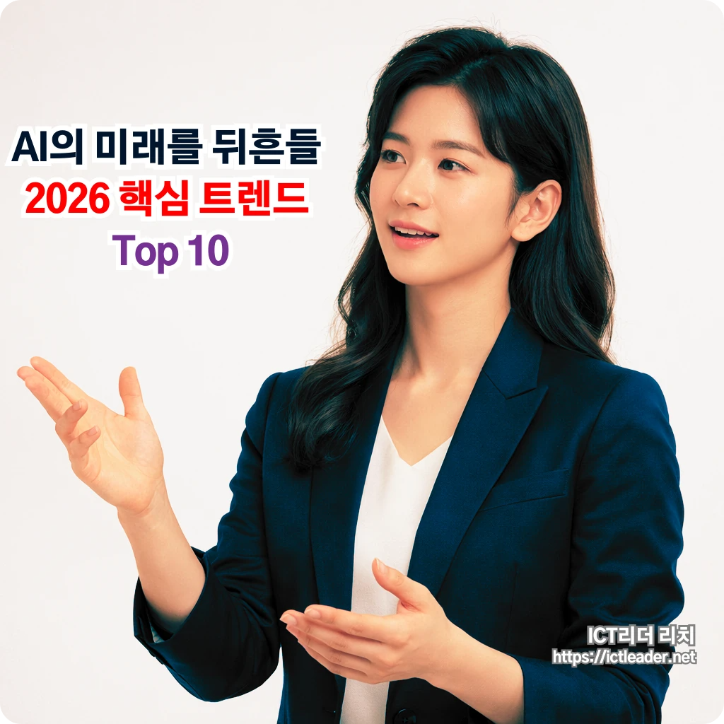 단일 화이트 배경의 사진 스튜디오에서 AI 주제를 설명 중인 20대 여성 전문가의 모습. 정사각형 고화질 프로필 이미지