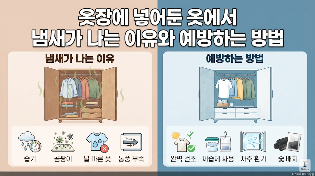 옷장에 넣어둔 옷에서 냄새가 나는 이유와 예방하는 방법