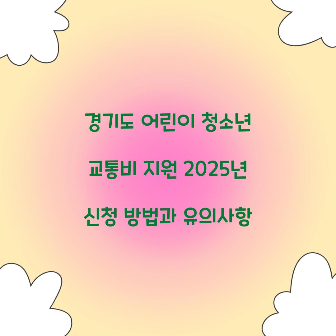 경기도 어린이 청소년 교통비 지원
