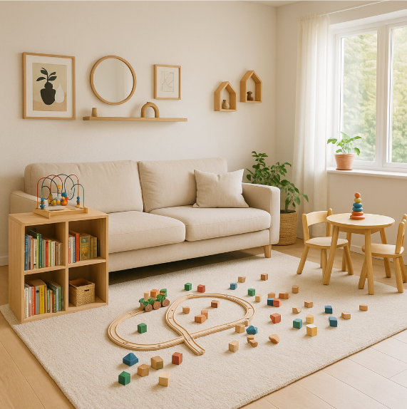 아이들과 함께할 수 있는 공간으로 꾸민 TV없는 거실