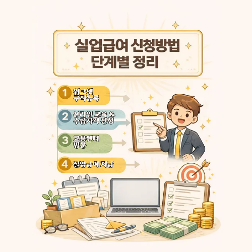실업급여 신청 방법 단계별 정리｜온라인 교육 &middot; 이직확인서까지