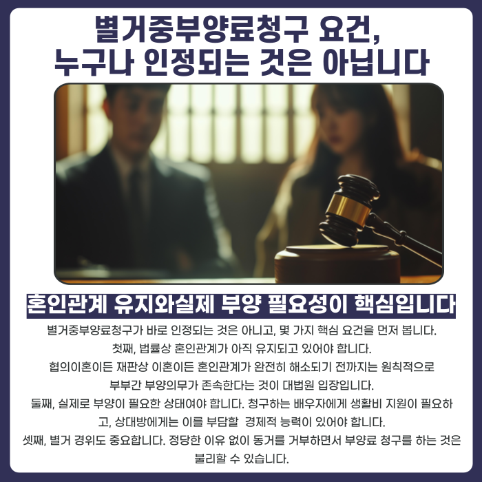 별거중부양료청구 요건, 누구나 인정되는 것은 아닙니다