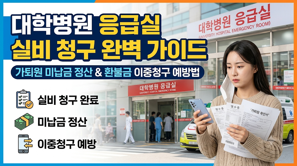 대학병원 응급실 실비 청구 완벽 가이드: 가퇴원 미납금 정산 및 환불금 이중청구 예방법
