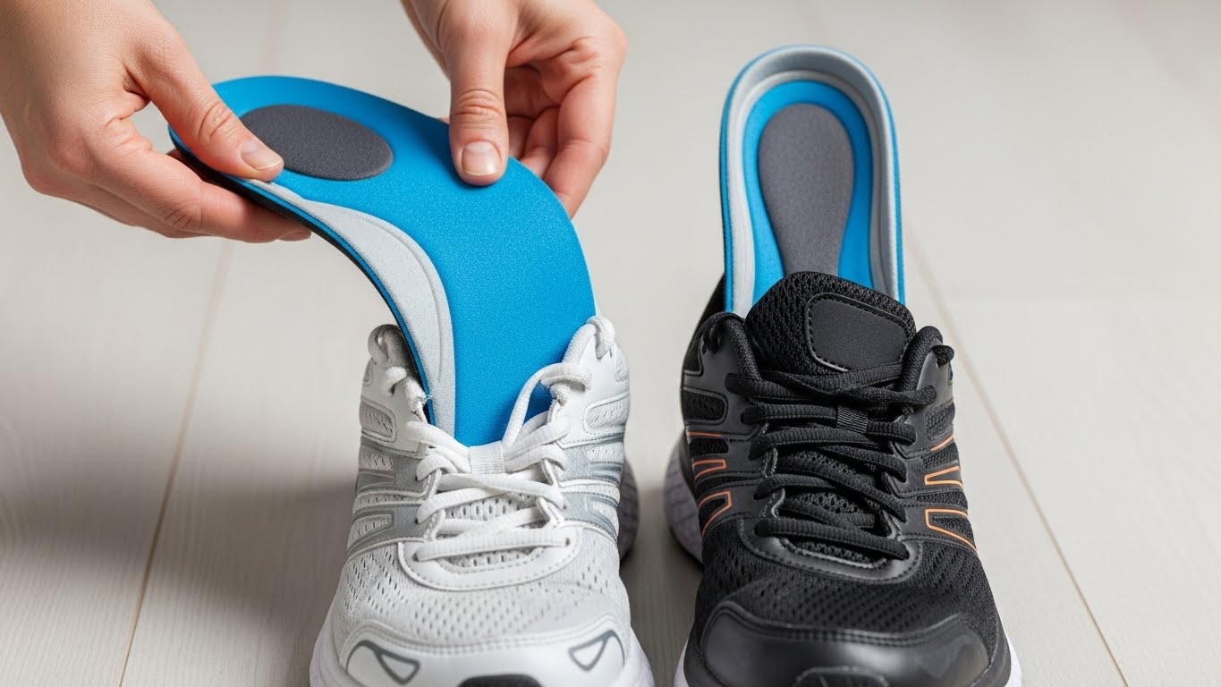 신발에 족저근막염 깔창을 올바르게 삽입하고 사용하는 방법