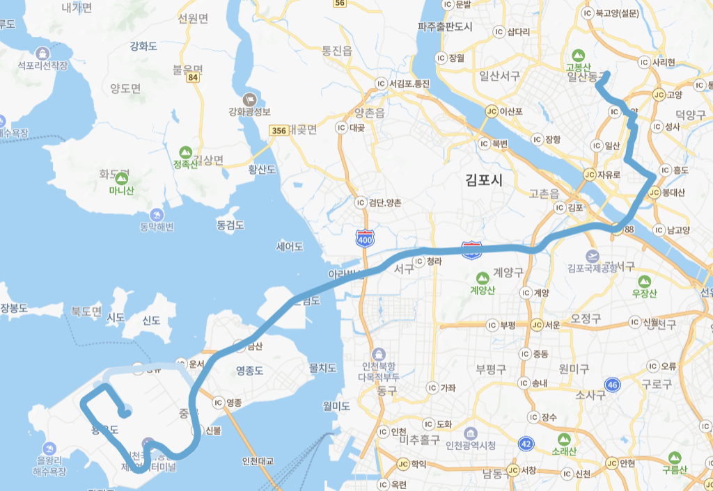 고양-인천-7400번-버스-노선-지도