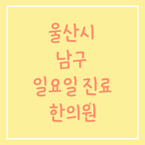 울산시 남구 일요일 진료 한의원