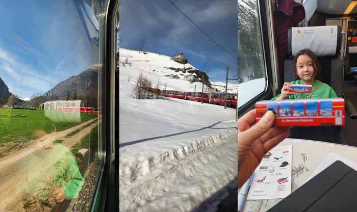 베르니나 기차에서 느끼는 봄에서 겨울로 가는 풍경, 베르니나 기차를 닮은 선물받은 기념품 초콜릿