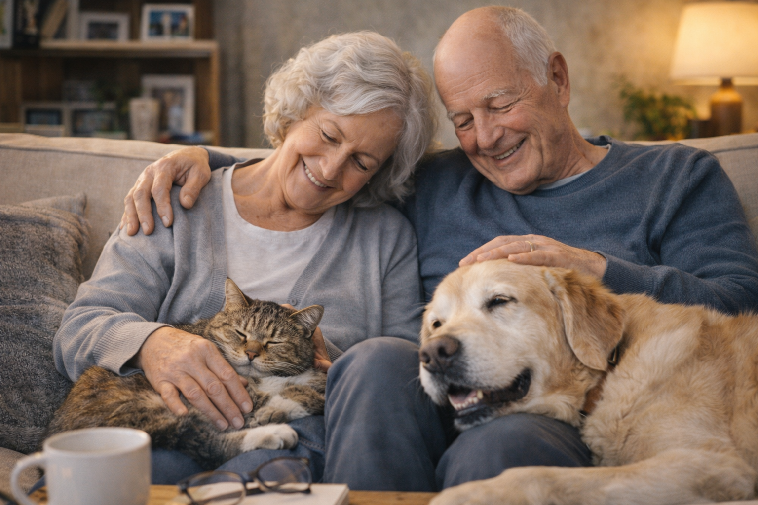 노부부와 반려동물 사진