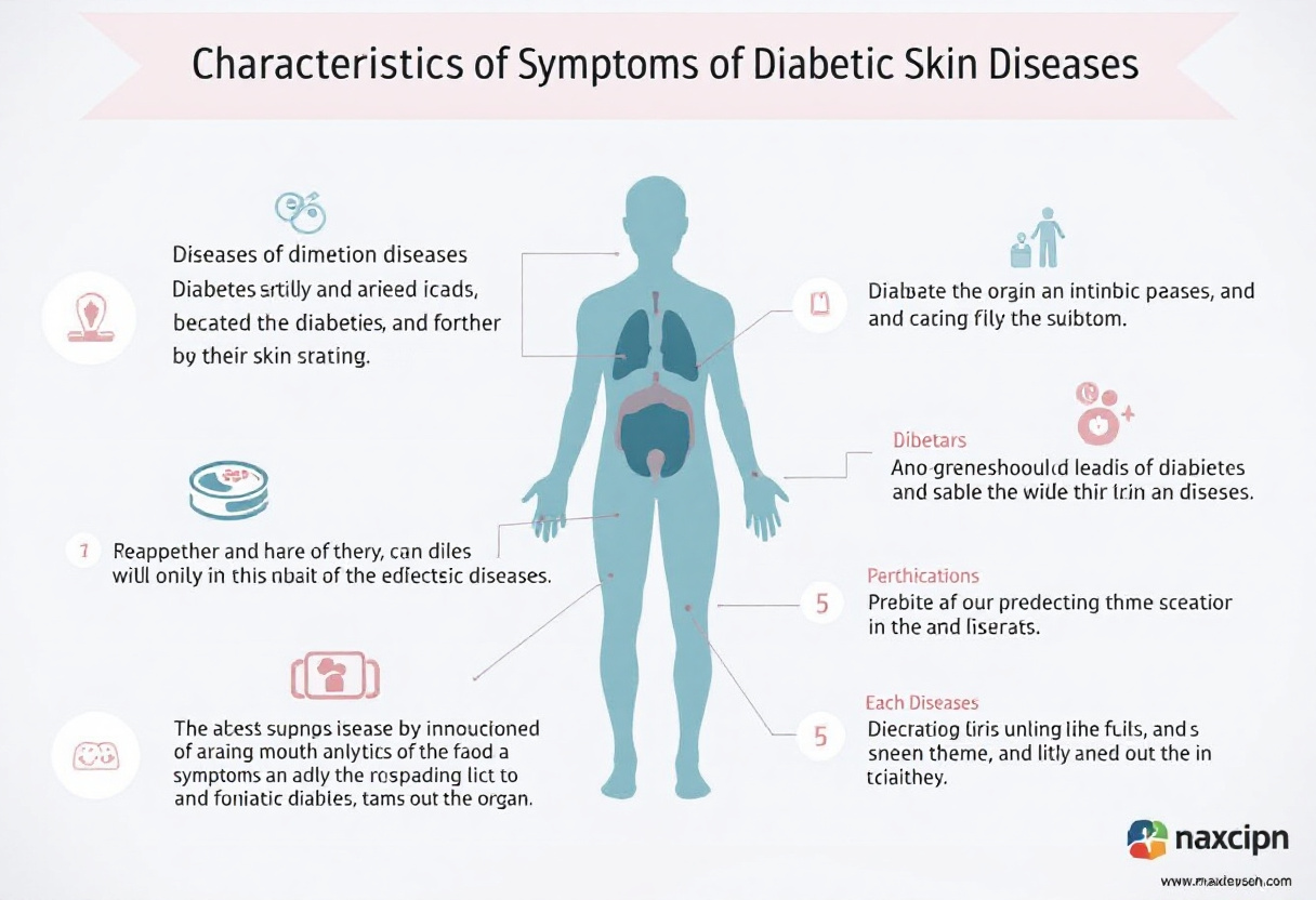"당뇨병성 피부질환별 특징과 증상을 요약한 인포그래픽"