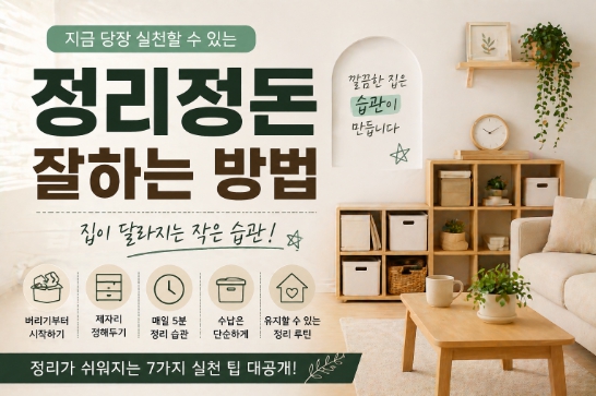 정리정돈 핵심 습관 및 관리를 설명한 이미지