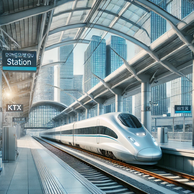동대구역에서 출발하는 KTX의 전경 사진
