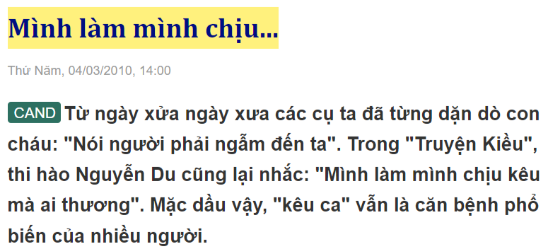 &quot;뜨 딱 뜨 투&quot;의 베트남어로 된 풀이를 인용한 기사