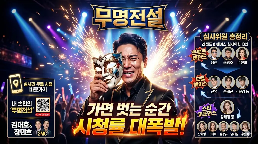 "가면 벗는 순간 시청률 대폭발!" 무명전설 스마트폰 실시간 무료 시청 바로가기 및 심사위원