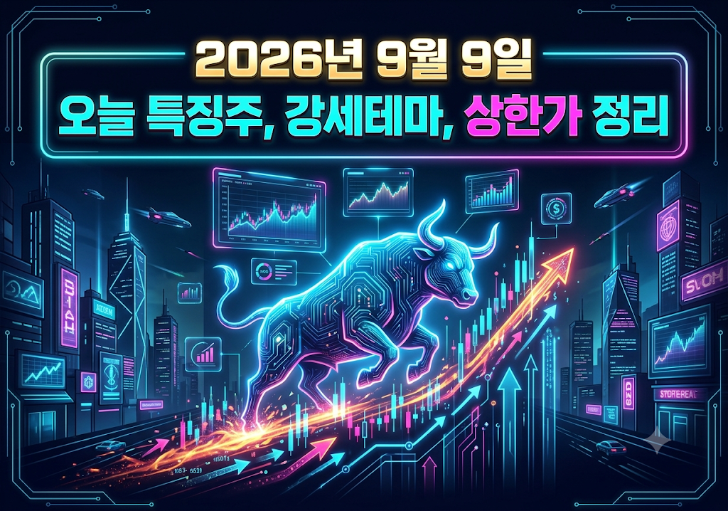 2026년 9월 9일 특징주, 강세테마, 상한가 정리 썸네일