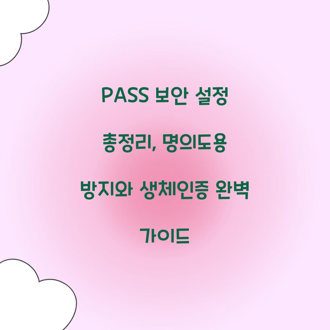 PASS 보안 설정 총정리: 명의도용 방지부터 생체인증까지