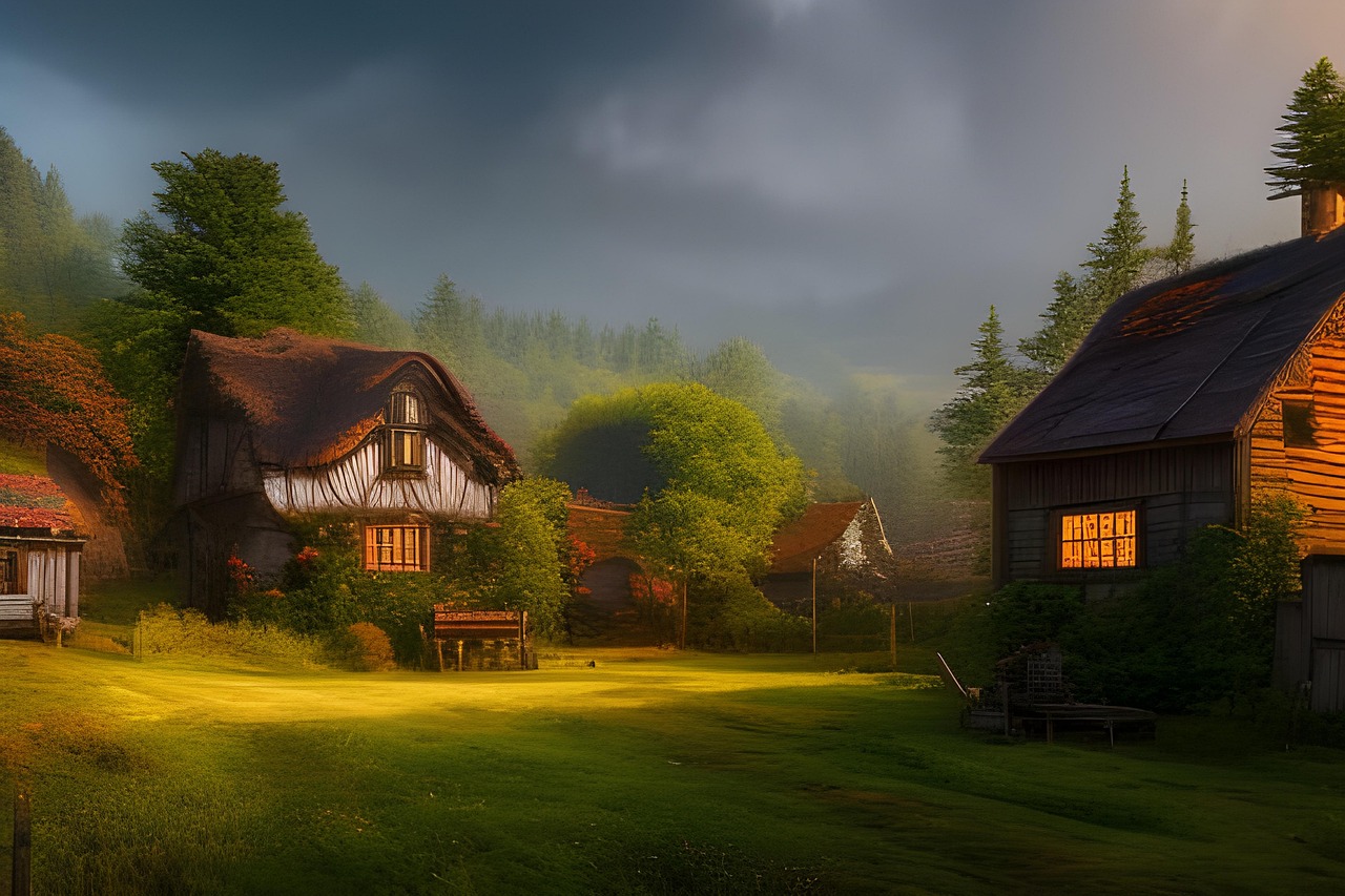 작은 마을 연상 그림