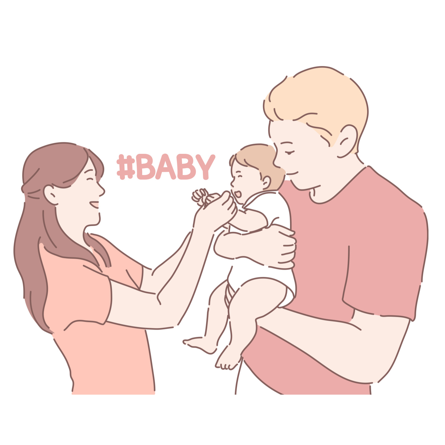 신생아 부모 아기 놀이