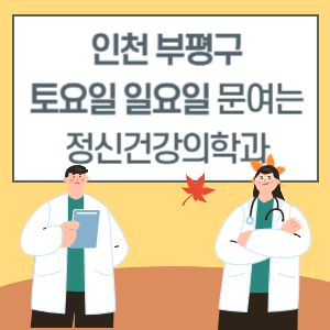 인천 부평구 토요일 일요일 정신건강의학과 진료 병원