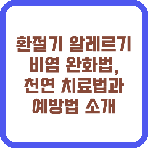 환절기 알레르기 비염 완화법, 천연 치료법과 예방법 소개