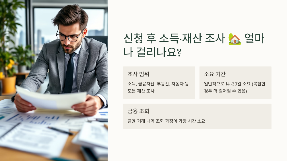 신청 후 소득·재산 조사 🏡 얼마나 걸리나요?