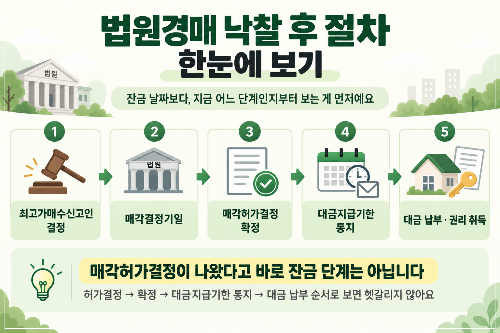 법원경매 낙찰 후 매각허가 확정부터 대금 납부까지의 절차
