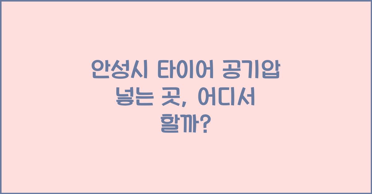 안성시 타이어 공기압 넣는 곳