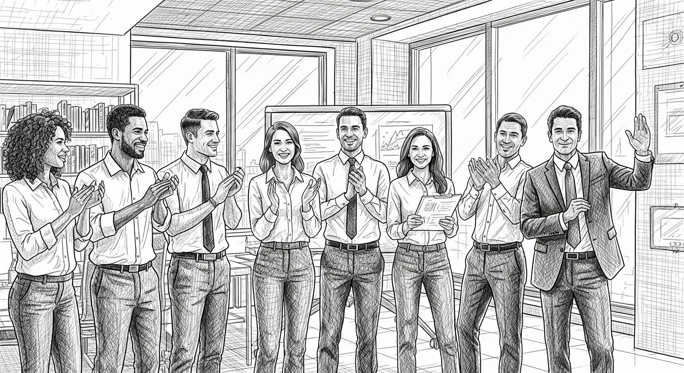 발표 종료 후 박수 치는 청중과 감사 인사