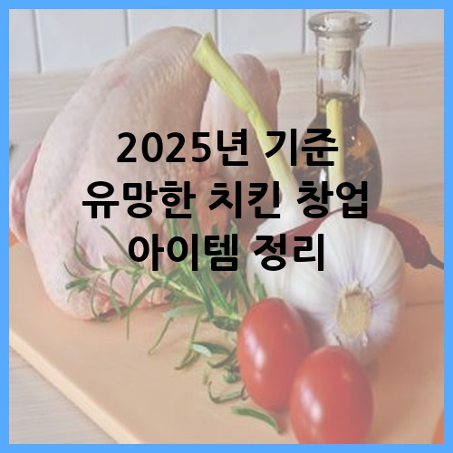 2025년 기준 유망한 치킨 창업 아이템 정리