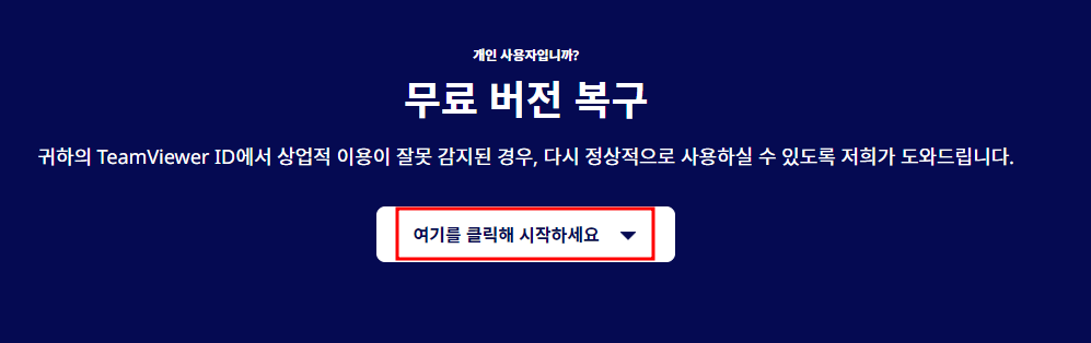 팀뷰어 개인 사용자 확인 절차