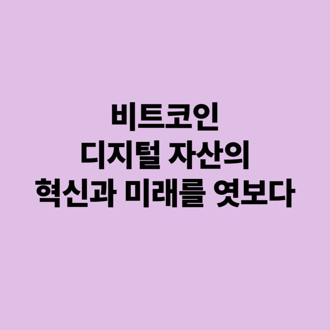 비트코인: 디지털 자산의 혁신과 미래를 엿보다