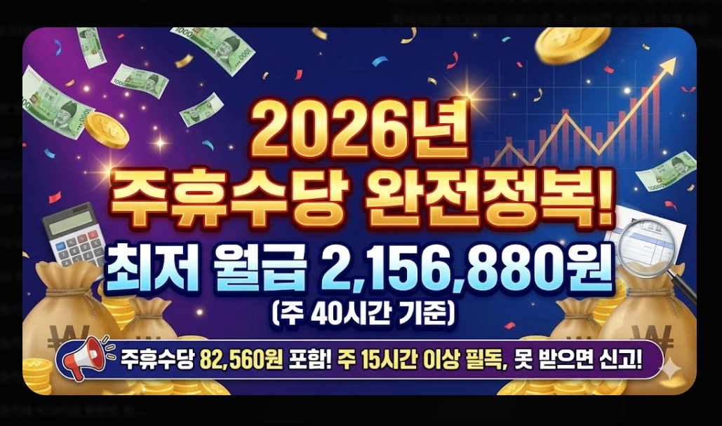 주휴수당 포함 월급 계산법 2026년 완벽 정리