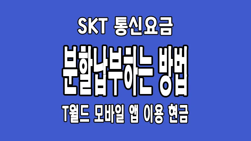 SKT 통신요금 T월드 모바일 현금 분할납부하는 방법