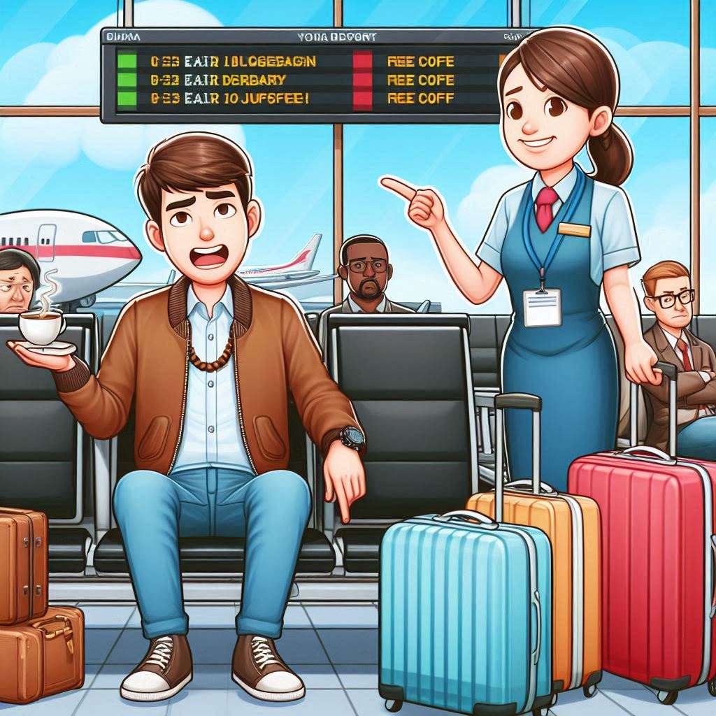 손님의 비행 편이 지연되었습니다.