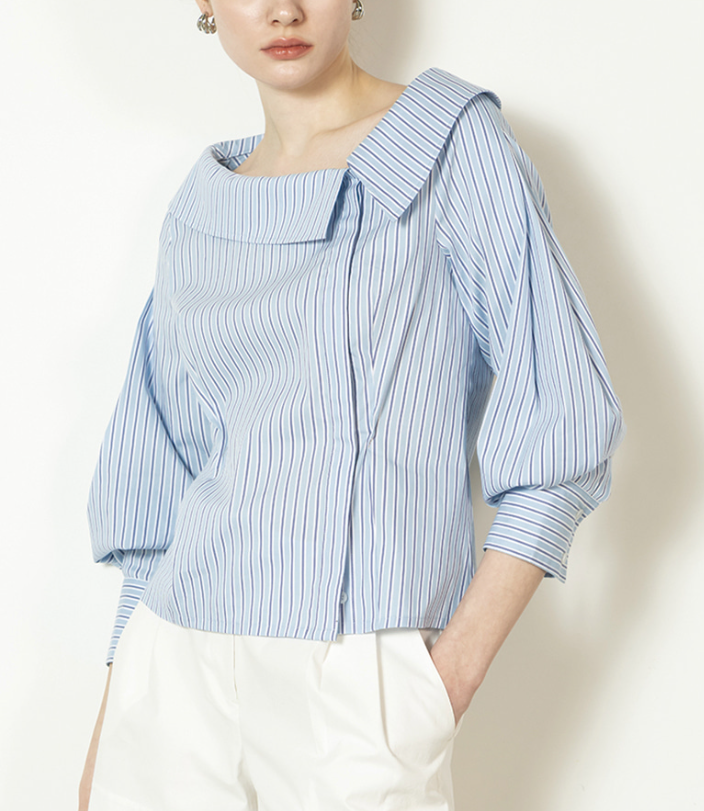 10월25일 화려한 날들 지은오역 정인선 언발런스 넥 카라 스트라이프 셔츠 블라우스 25회 옷 정보