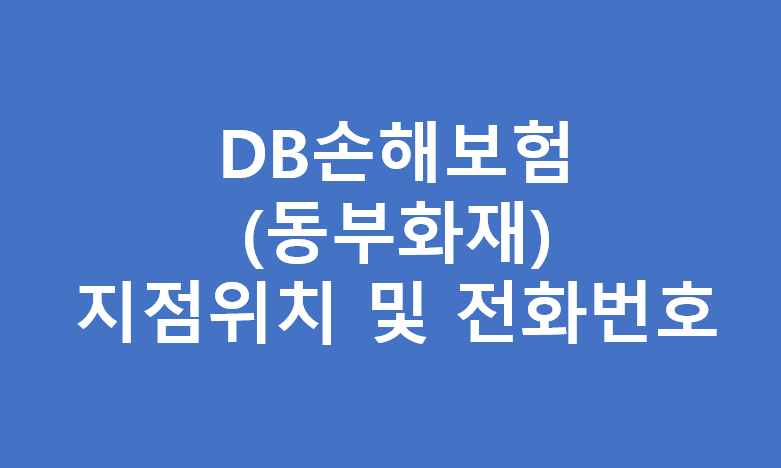 DB손해보험 전화번호 및 지점위치